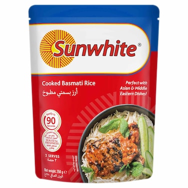 صن وايت أرز بسمتي مطبوخ، 250 غرام