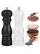 Arabest Salt and Pepper Grinder Set of 2, Wooden Pepper Mil, Refillable Manual Sea Salt Pepper Mill, Adjustable Coarseness, Spice Shakers with Ceramic Core, 6.5 Inch (Black+White)