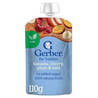 Gerber for Toddler Banana, Cherry, Plum and Oats Fruit Puree, 110g