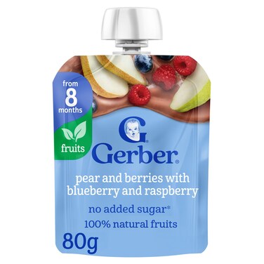 Gerber Pear and Berries with Blueberry and Raspberry Fruit Puree, 80g