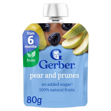 Gerber Pear and Prunes Fruit Puree, 80g