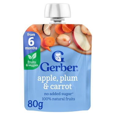 Gerber Apple, Plum and Carrot Fruit and Vegetable Puree, 80g