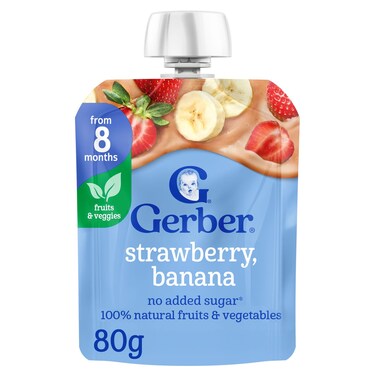 Gerber Strawberry and Banana Fruit Puree, 80g