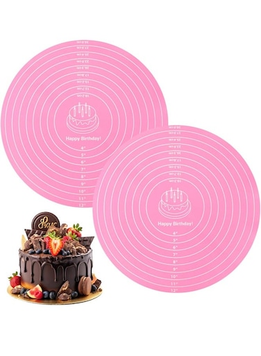 12 Inch Silicone Cake Mat Round Baking Mat with Measurements Reusable Non-Stick Sheets Heat Resistant Cookie Pad