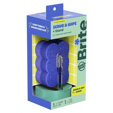 3M Brite Scrub and Wipe Scrubber with Drain and Dry Stand