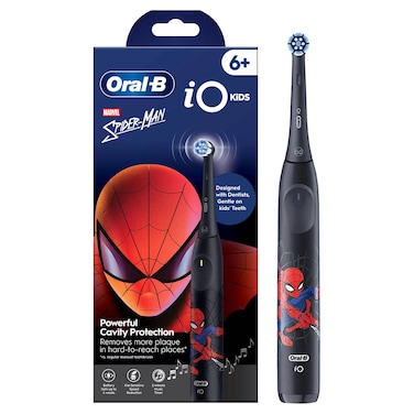 Oral-B iO Kids Rechargeable Electric Toothbrush Spider-Man Edition for Kids 6+, Black