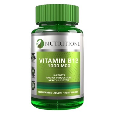 Nutritionl Vitamin B12 1000mcg Chewable Dietary Supplement, 100 Chewable Tablets