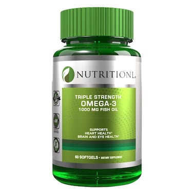 Nutritionl Triple Strength Omega-3 Fish Oil 1000mg Dietary Supplement, 60 Softgels