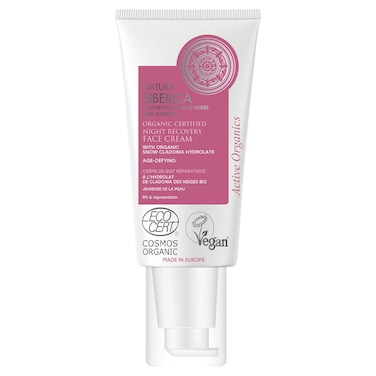 Natura Siberica Organic Certified Night Recovery Face Cream with Snow Cladonia Hydrolate Age-Defying, 50ml