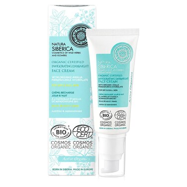 Natura Siberica Organic Certified Invigorating Day and Night Face Cream with Aralia Mandshurica Hydrolate for Dry and Dull Skin, 50ml