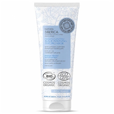 Natura Siberica Organic Certified Black Purifying Peeling Mask with Sophora Khakassia Hydrolate for Oily and Combination Skin, 75ml