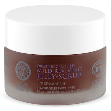 Natura Siberica Organic Certified Mild Reviving Jelly-Scrub with Rhodiola Rosea Hydrolate for Sensitive Skin, 50ml