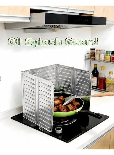 Oil Splash Guard, Aluminum Foil Gas Stove Oil Splatter Screen Board, Cooking Frying Oil-Proof Splash Kitchen Tool, Suitable for kitchen and dining room