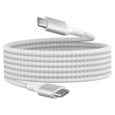 بيلكين كابل  USB-C إلى USB-C مضفر بقدرة 240 واط لتوصيل الطاقة، أبيض