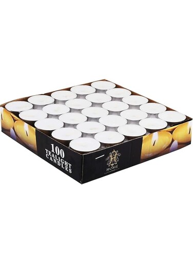 Cuisine Art Home 100 Pieces Set Tea Light Candle, White - Unscented Wax Candles for Relaxing Atmosphere