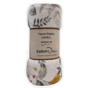 Karleen Decor Double Flannel Botanical Print Blanket, 200x220cm