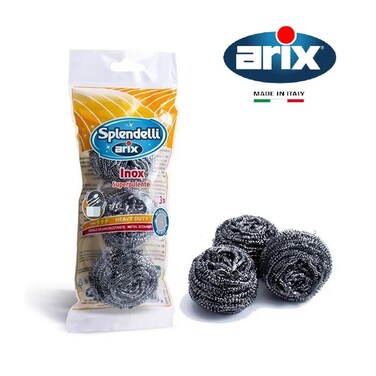 Arix Splendelli Inox Stainless Steel Wire Sponge 3 pcs - Superior Deep Cleaning for Delicate Surfaces