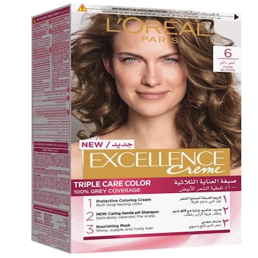 L’Oréal Paris Excellence Crème Permanent Hair Colour, 6.0 Dark Blonde, Pack of 1