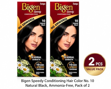 Bigen Speedy Conditioning Hair Color No. 10 Natural Black, Ammonia-Free, Pack of 2