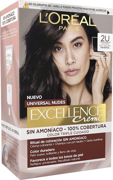 L’Oréal Paris Excellence Crème Universal Nudes Ammonia-Free Permanent Hair Colour, 2U Darkest Brunette
