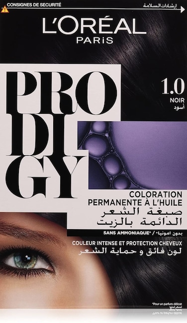 L&rsquo;Or&eacute;al Paris Prodigy Permanent Oil Hair Color 1.0 Deep Black, Ammonia-Free, Grey Coverage