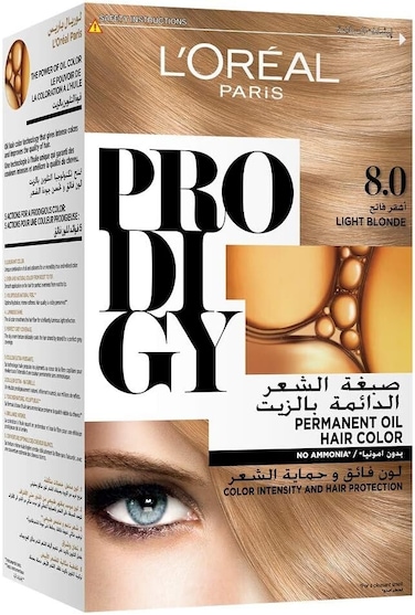 L&rsquo;Or&eacute;al Paris Prodigy Permanent Oil Hair Color 8.0 Light Blonde, Ammonia-Free, Grey Coverage