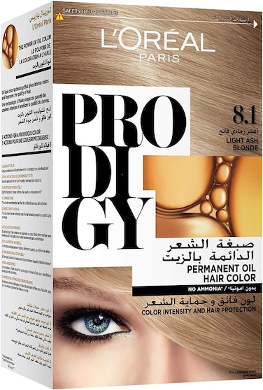 L’Oréal Paris Prodigy Permanent Oil Hair Color 8.1 Light Ash Blonde, Ammonia-Free, Grey Coverage