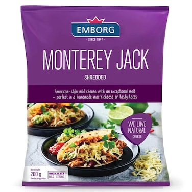 Emborg Monterey Jack Shredded Cheese, 200g
