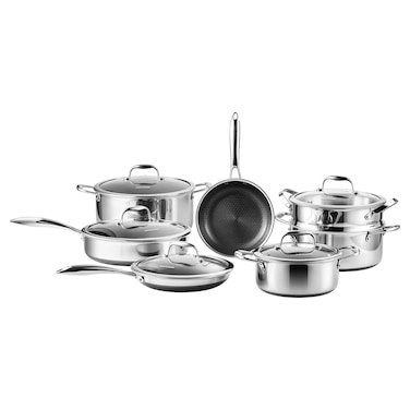 Nutricook Eterna Stainless Steel Cookware Set with Glass Lids, 12 PCS Set