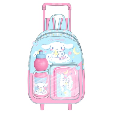 Cinnamoroll 3-in-1 14-Inch Trolley Bag Set with Lunch Box and Water Bottle, Pink and Blue
