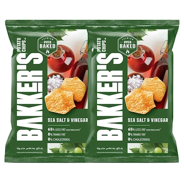 Bakers Sea Salt and Vinegar Oven Baked Potato Chips, 120g, Pack of 2