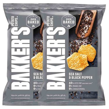 Bakers Sea Salt and Black Pepper Oven Baked Potato Chips, 120g, Pack of 2