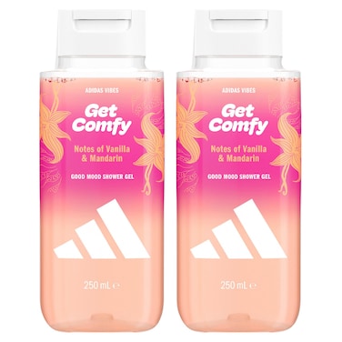Adidas Vibes Get Comfy Good Mood Shower Gel with Vanilla and Mandarin, 250ml, Pack of 2