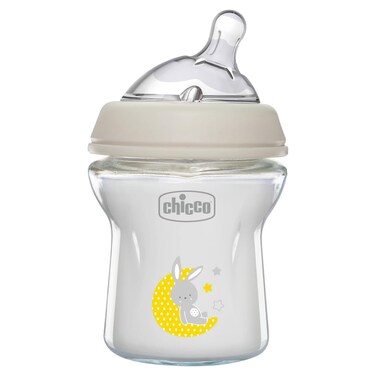 Chicco NaturalFeeling Glass Feeding Bottle Slow Flow 0m+ Silicone, Neutral, 150ml