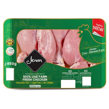 Jenan Fresh Chicken 8 Cuts Skinless, 850g