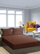 Brown King Size Stripe Deep Pocket Bed Sheet Set Cotton 200x200+20cm