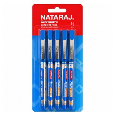 Nataraj GripWrite Ballpoint Pens, Blue, 0.7mm, 5 PCS