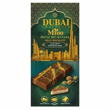 Mioo Dubai Chocolate Pistachio Kunafa Milk Chocolate, 200g