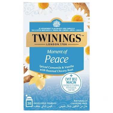 Twinings Moment of Peace Spiced Camomile and Vanilla with Roasted Chicory Root and Niacin, 20 Tea Bags