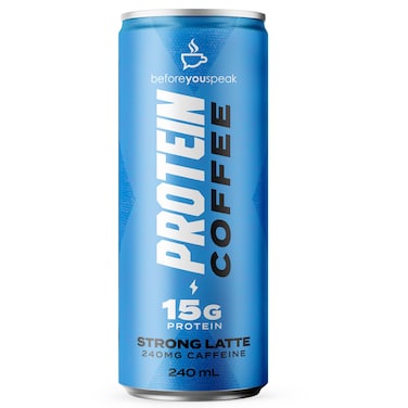 Before You Speak Protein Coffee Strong Latte Ready-to-Drink Coffee, 240ml