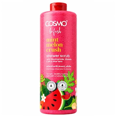 Cosmo Be Fresh Mint Melon Crush Shower Scrub with Niacinamide, Vitamin E, B5 and Aloe Vera, 1L