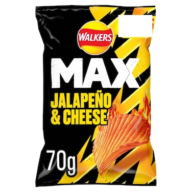Walkers MAX Jalape&ntilde;o and Cheese Flavour Ridged Potato Crisps, 70g