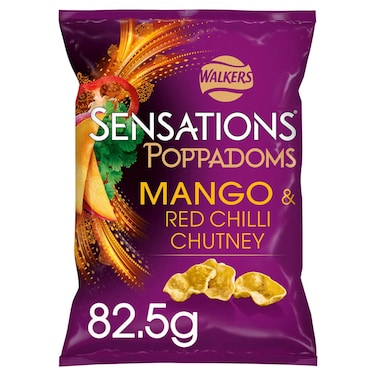 Walkers Sensations Mango and Red Chilli Chutney Poppadoms, 82.5g