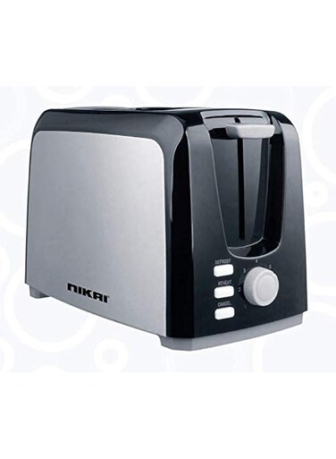 Nikai NBT555S1 2-Slice Bread Toaster, 750W with Reheat, Defrost Functions, and Removable Drip Tray - Black