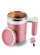 Self Stirring Mug,Auto Magnetic Coffee Mug,Self Mixing Stainless Steel Cup for Coffee/Milk/Cocoa Mug for Office/Kitchen/Travel [Support Magnetic Charging][Include 2Pc Stir Bar] 14Oz Best Gift - Pink