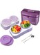 Stainless Steel Lunch Box for Kids Adults Insulated Bento Lunch Box with Tableware Bag 1600ML 4 Compartment Divided Lunch Containers with Lids Leakproof (Purple)