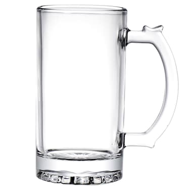 Clear Glass Drinking Mug with Handle, 447ml