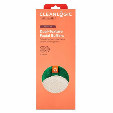 Cleanlogic Bath and Body Dual-Texture Facial Buffers for Sensitive Skin, 3 PCS Buffer