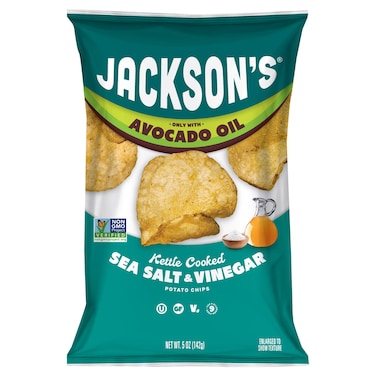 Jackson's Kettle Cooked Sea Salt and Vinegar Potato Chips with Avocado Oil, 142g