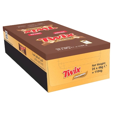Twix Tiramisu Twin Chocolate Bar, 46g, Pack of 24